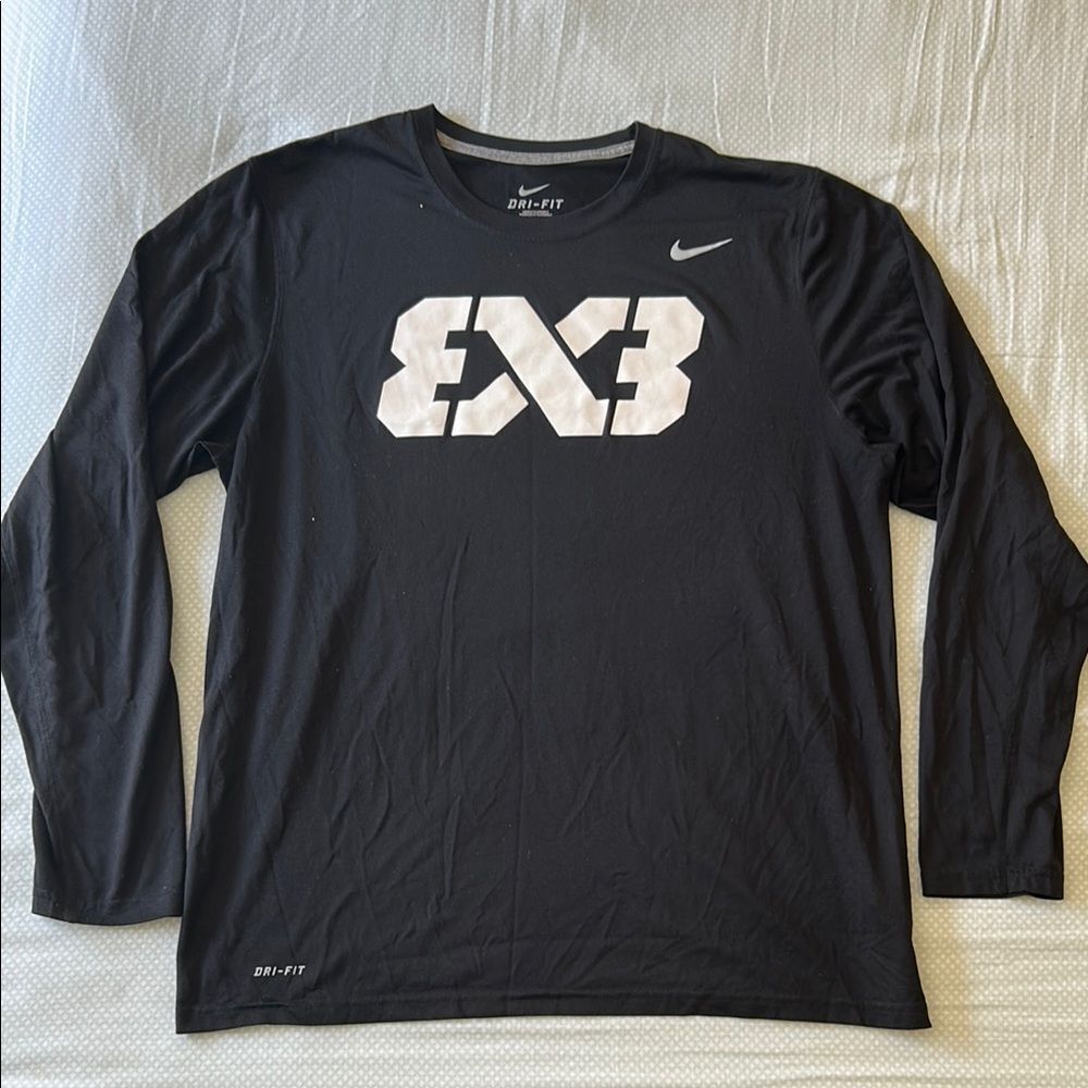 Nike 3X3 Basketball Black Dri-FIT Long Sleeve Tee